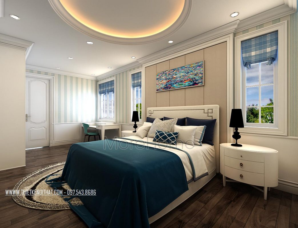 Thiết kế nội thất phòng ngủ biệt thự Vinhomes Riverside Long Biên Hà Nội